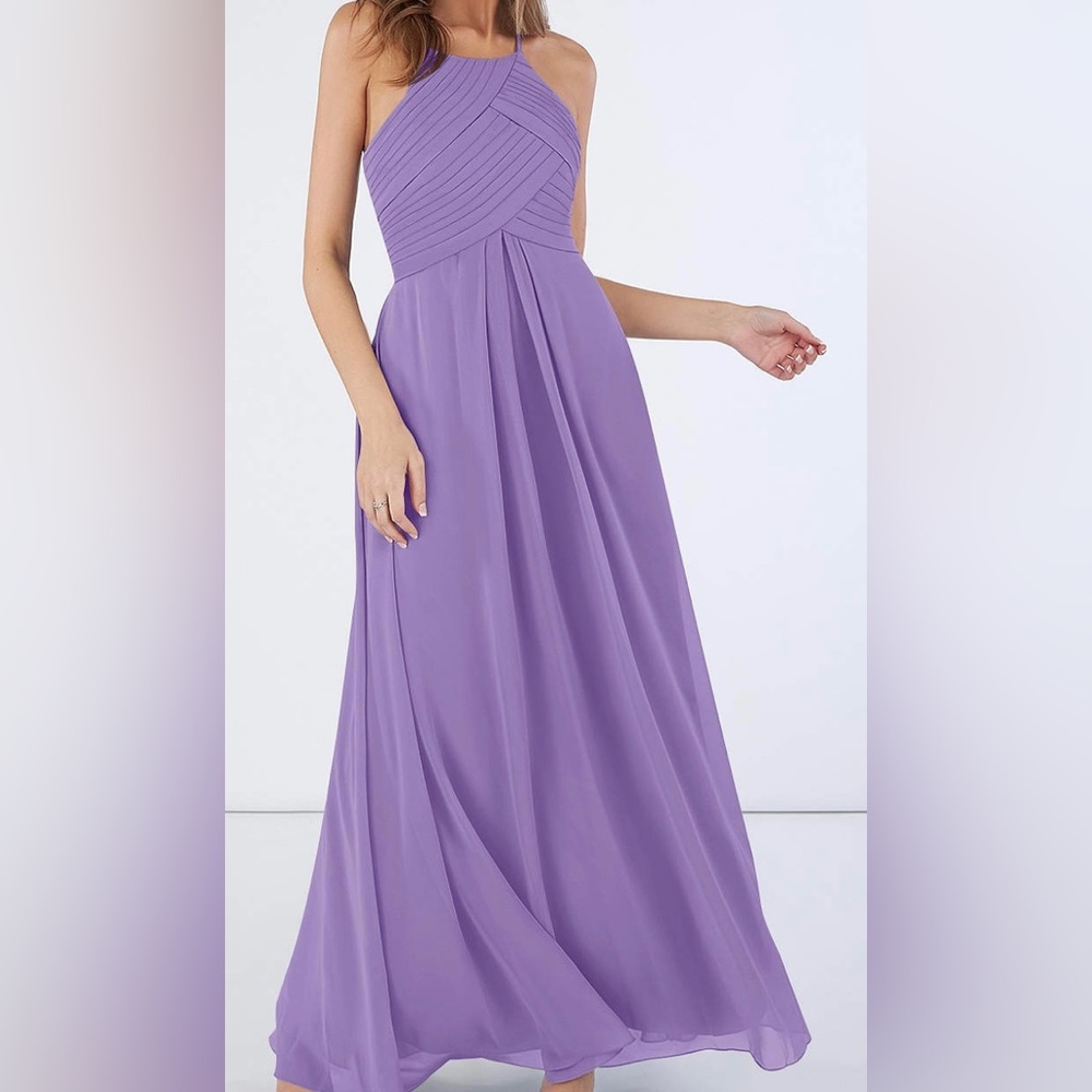 Lavender A-Line Pleated Chiffon Floor-Length Dress NWOT
